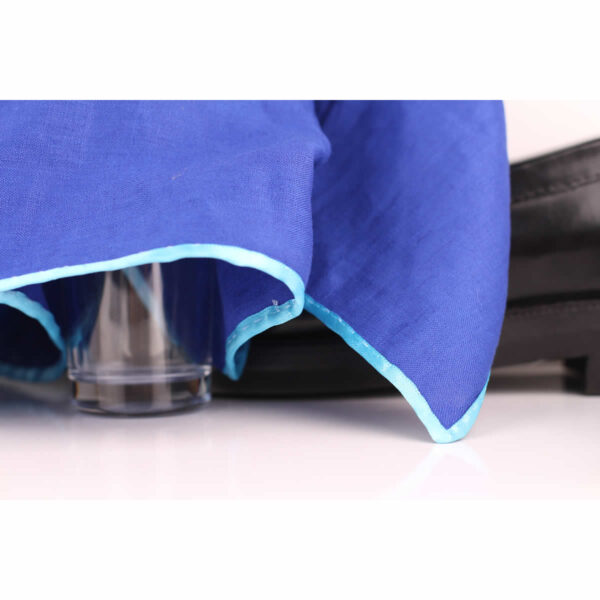 Blue Hand  Rolled Linen  Pocket Square - Image 8