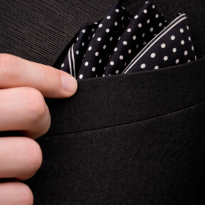 Black Dots Pocket Square with Hand-Rolled Edges - Digital Print Luxury Men's Fashion Accessory