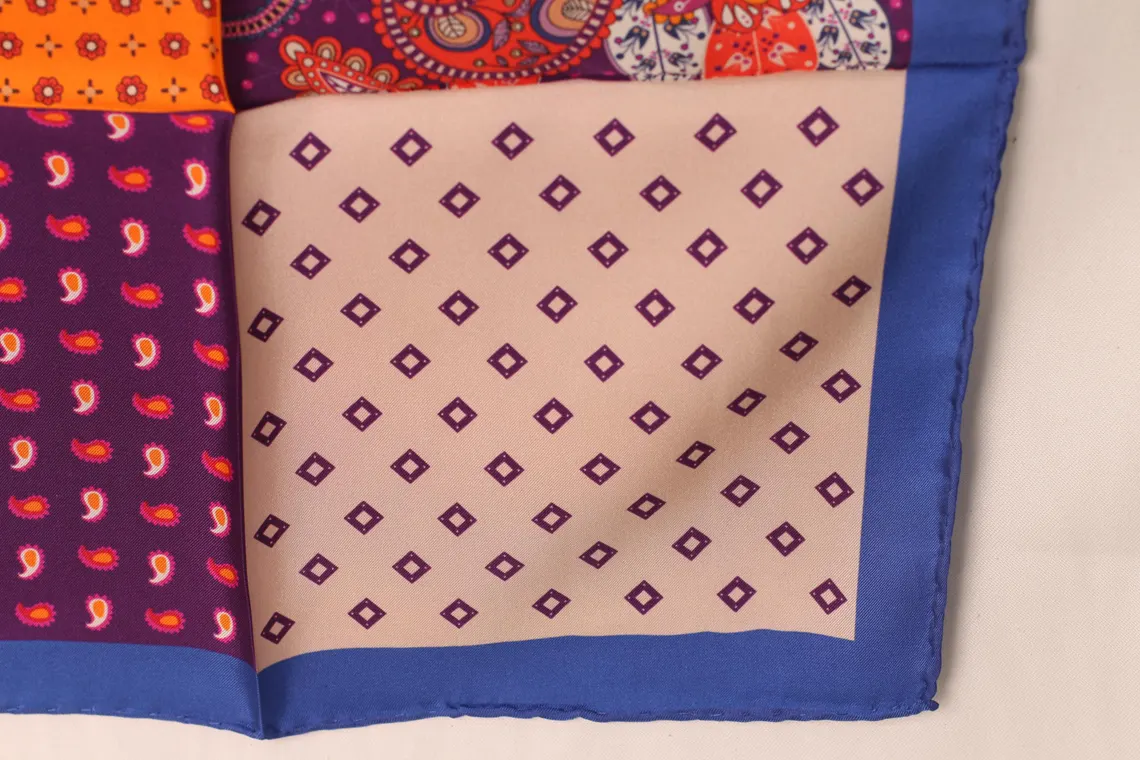 Orange Silk Pocket Square with Hand-Rolled Edges - Digital Print Luxury Men's Fashion Accessory - Image 8