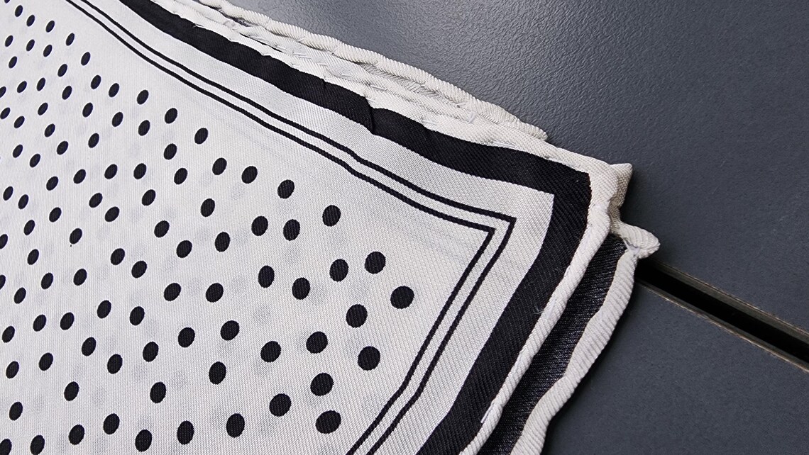White Dots Pocket Square with Hand-Rolled Edges - Digital Print Luxury Men's Fashion Accessory - Image 5