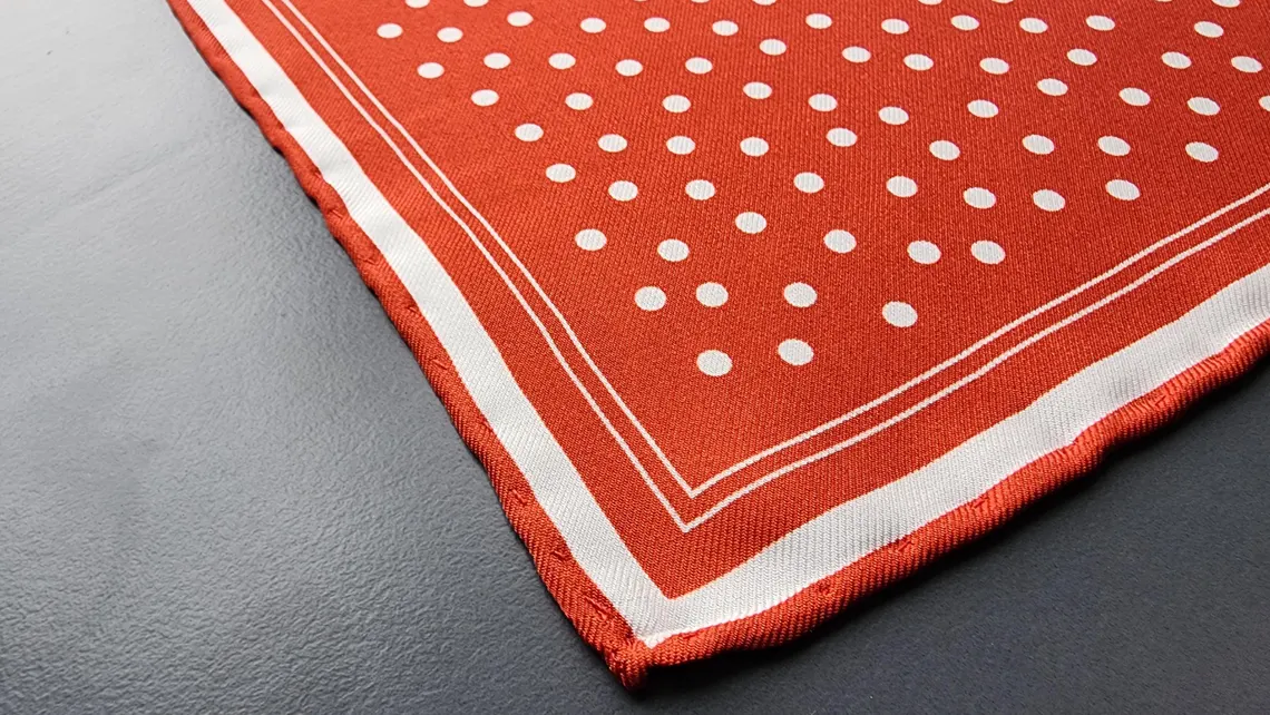 Red Dots Pocket Square with Hand-Rolled Edges - Digital Print Luxury Men's Fashion Accessory - Image 10