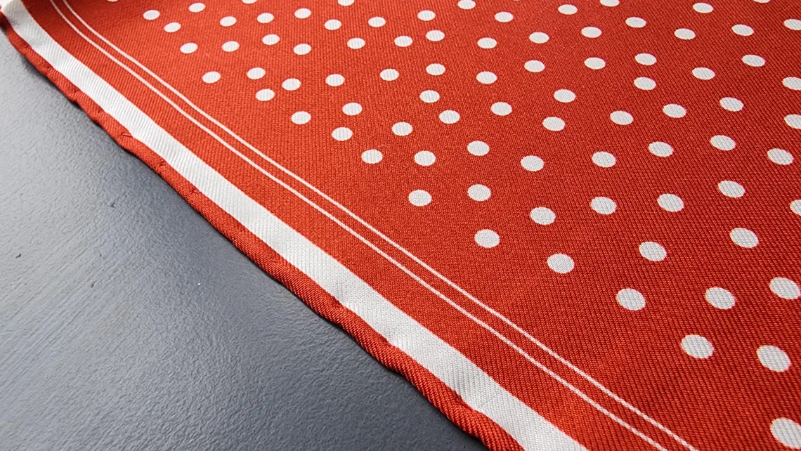 Red Dots Pocket Square with Hand-Rolled Edges - Digital Print Luxury Men's Fashion Accessory - Image 8