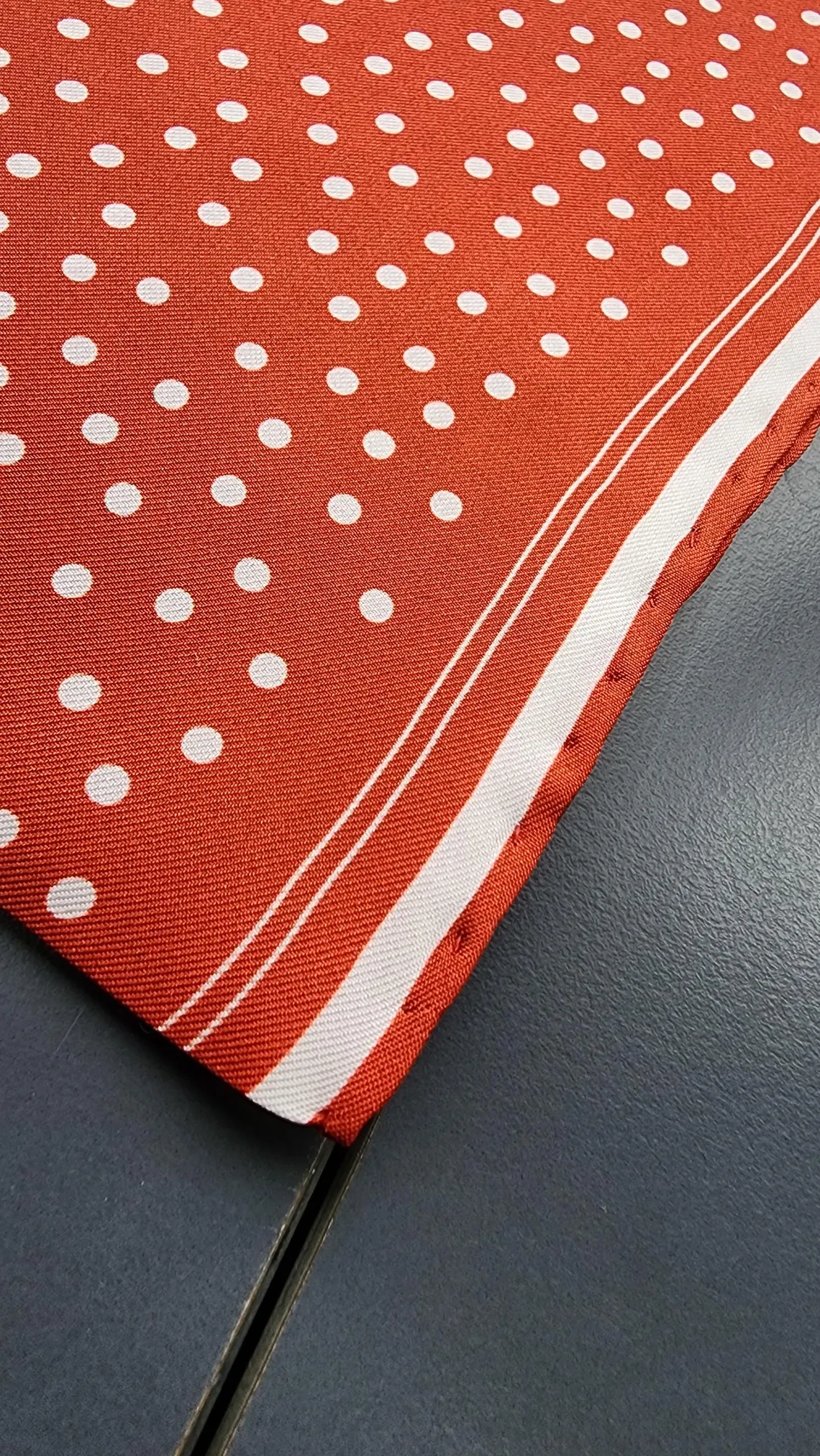 Red Dots Pocket Square with Hand-Rolled Edges - Digital Print Luxury Men's Fashion Accessory - Image 3