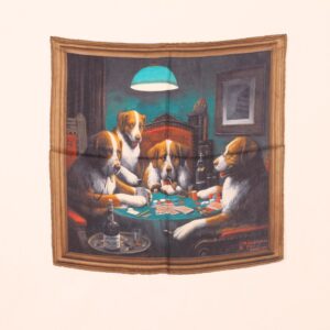 Dogs Play Poker Paiting with Hand-Rolled Edges - Digital Print Luxury Men's Fashion Accessory