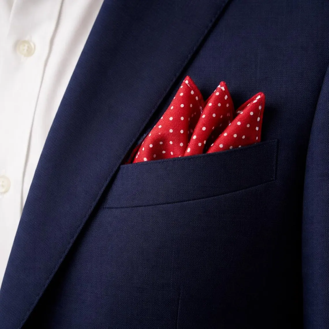 Red Dots Pocket Square with Hand-Rolled Edges - Digital Print Luxury Men's Fashion Accessory - Image 2