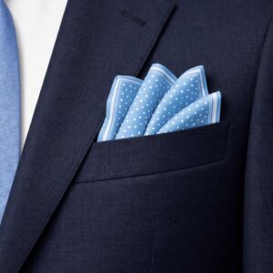 Blue Dots Pocket Square with Hand-Rolled Edges - Digital Print Luxury Men's Fashion Accessory
