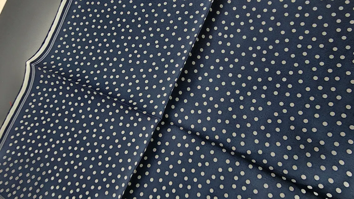 Navy Blue Dots Pocket Square with Hand-Rolled Edges - Digital Print Luxury Men's Fashion Accessory - Image 8