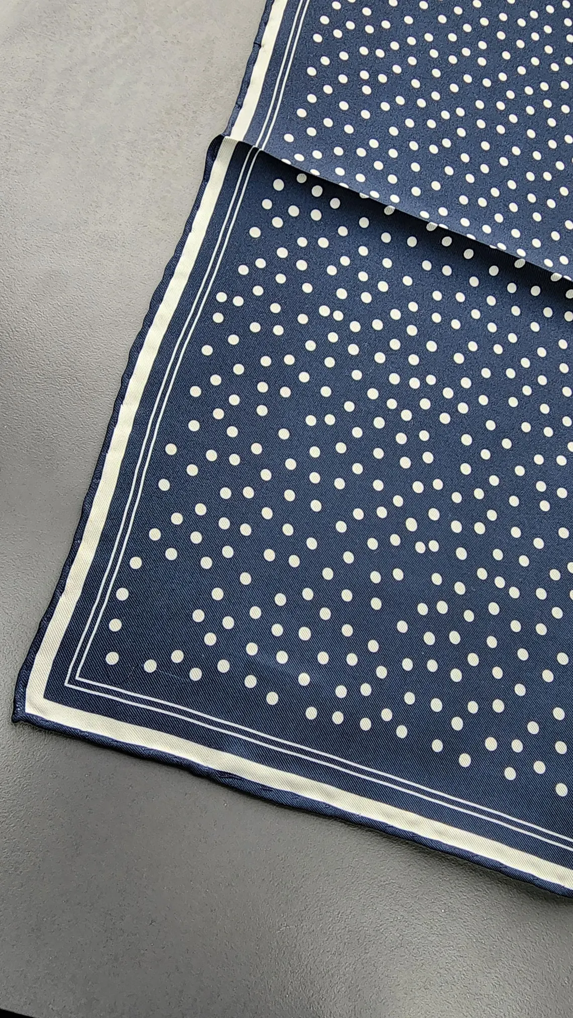 Navy Blue Dots Pocket Square with Hand-Rolled Edges - Digital Print Luxury Men's Fashion Accessory - Image 5