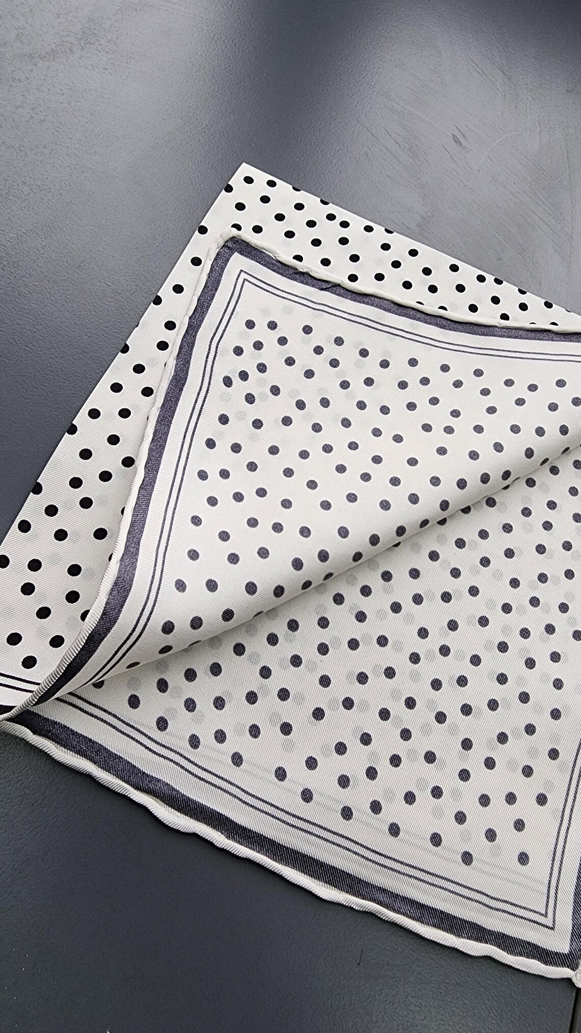 White Dots Pocket Square with Hand-Rolled Edges - Digital Print Luxury Men's Fashion Accessory - Image 6