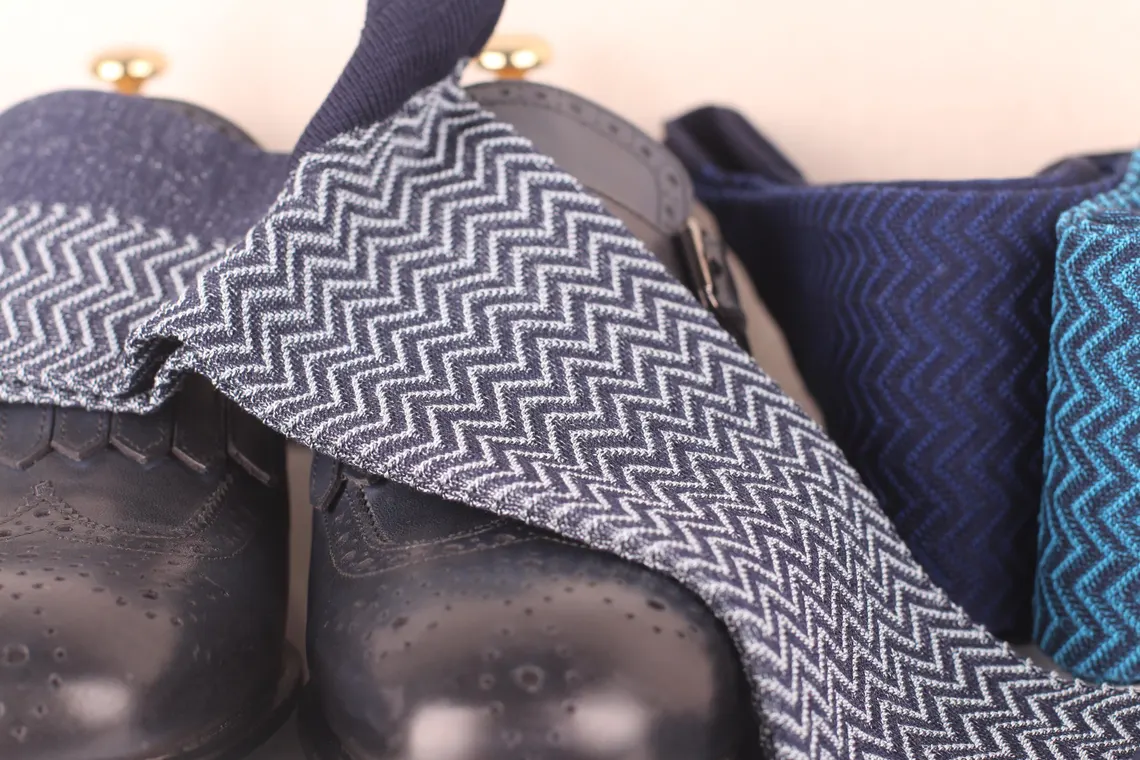 navy blue ribbed socks side view textured cotton fabric