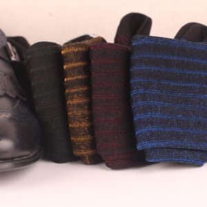 Black Ribbed Dress Socks for Men – Cotton Striped Socks