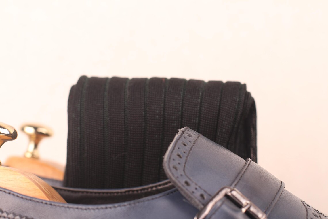 black dress socks with formal shoes and trousers