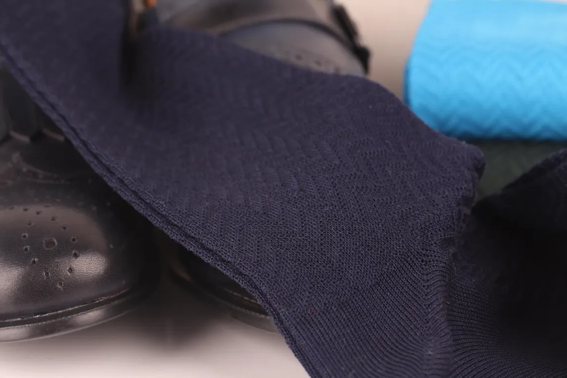 Herringbone Cotton Dress Socks for Men – Textured Luxury Socks - Image 7