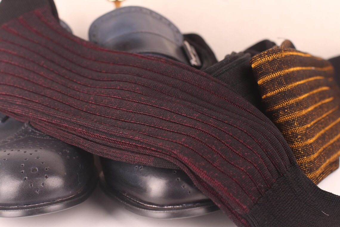 Black Ribbed Dress Socks for Men – Cotton Striped Socks - Image 8
