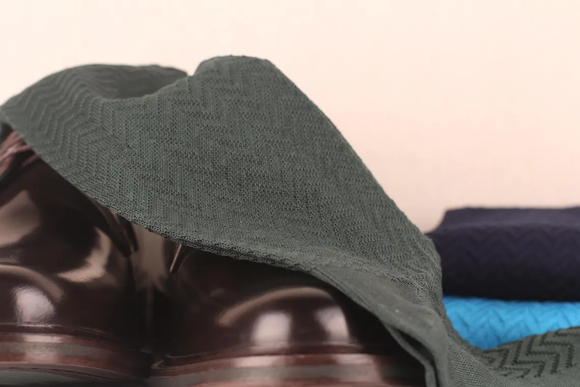 Herringbone Cotton Dress Socks for Men – Textured Luxury Socks - Image 8