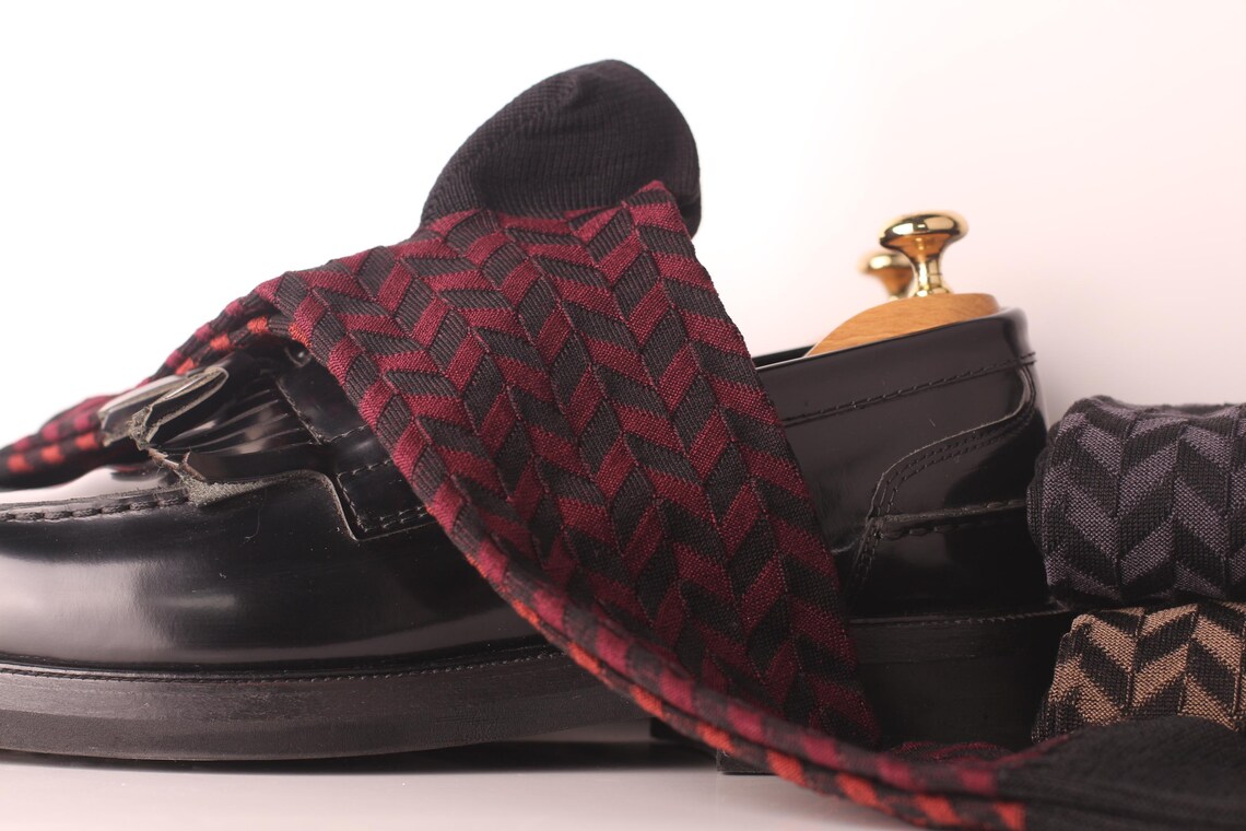 Black Herringbone Cotton Socks – Luxury Men’s Dress Socks (Mid & Over the Calf) - Image 7