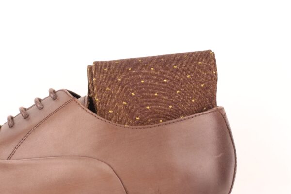 Viccel Brown Yellow Pindot Mid Calf Socks