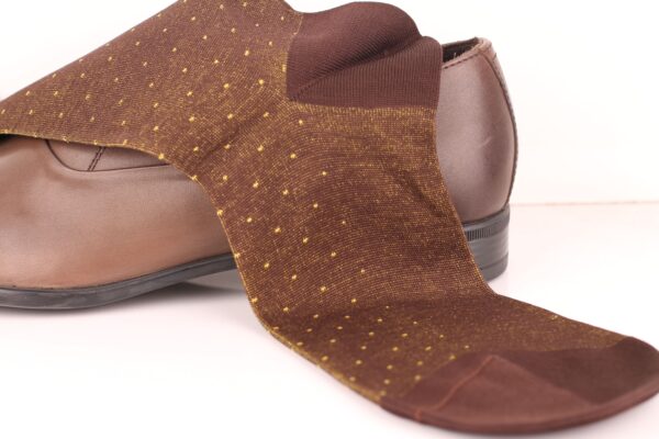 Viccel Brown Yellow Pindot Mid Calf Socks - Image 4